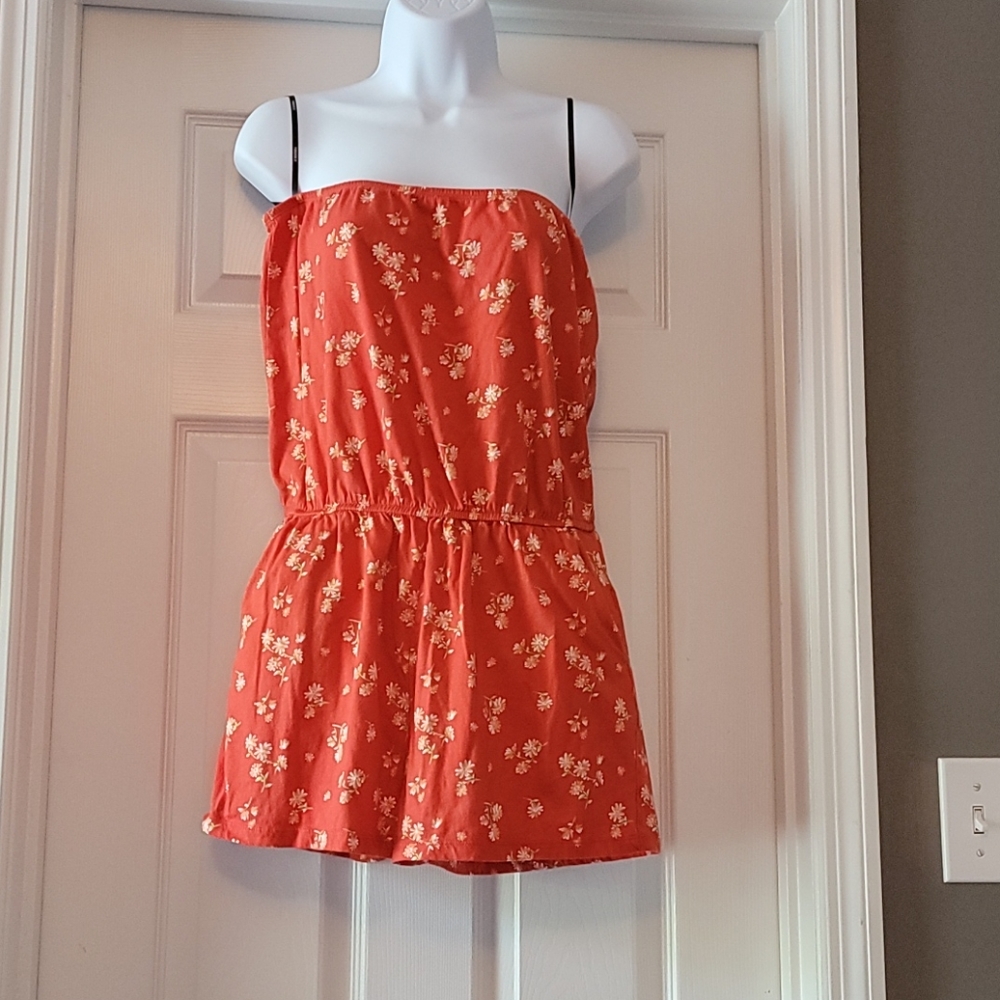 Tube top romper with pockets